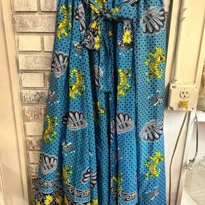 P K  Garments ladies one size blue yellow green white design skirt